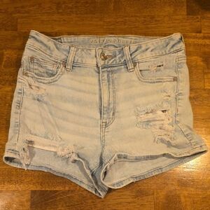 American Eagle Outfitters Pale Blue Distressed Denim Cutoff Shorts